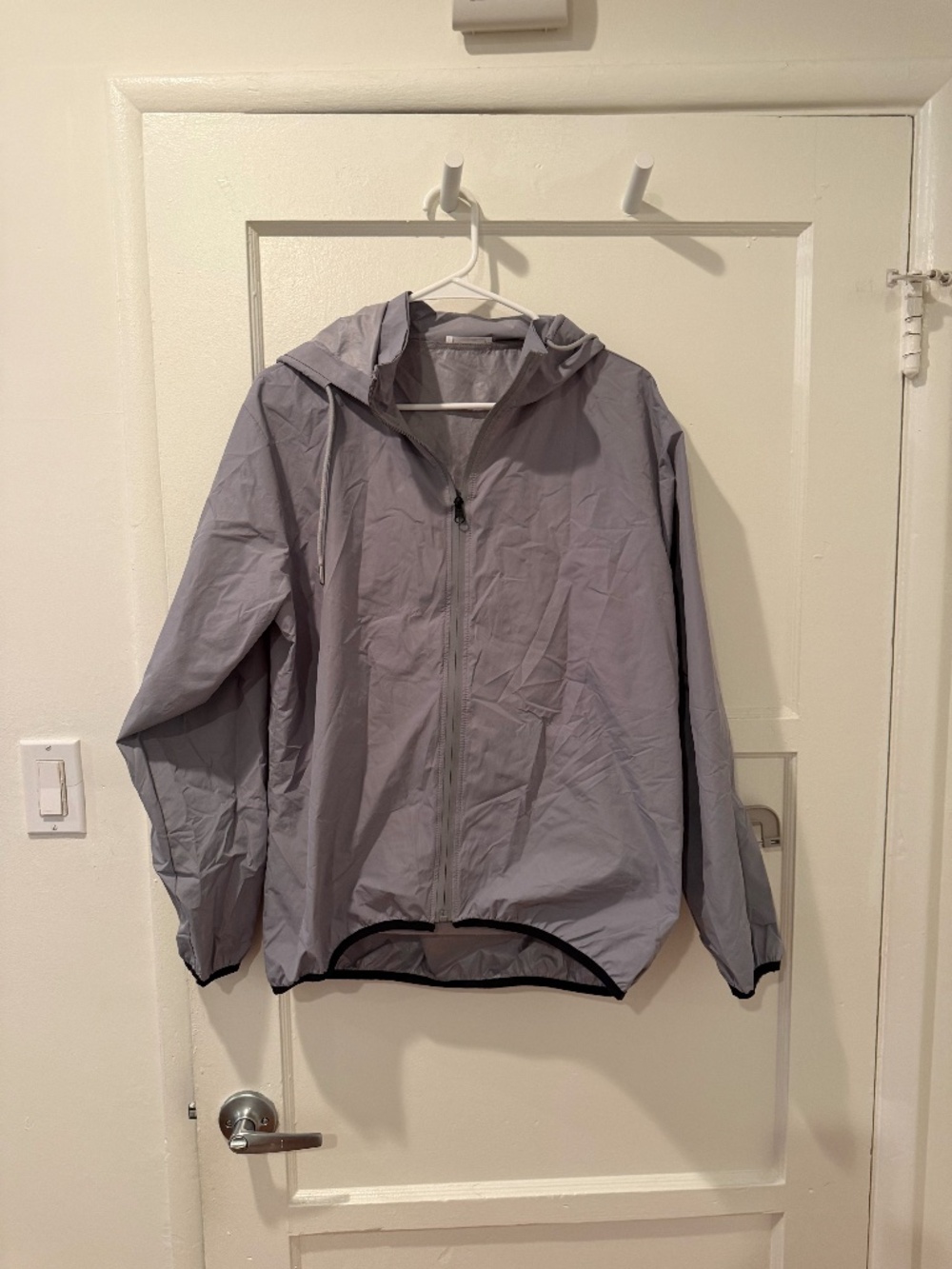 COOFANDY Gray Lightweight Hooded Windbreaker Jacket Men's Small